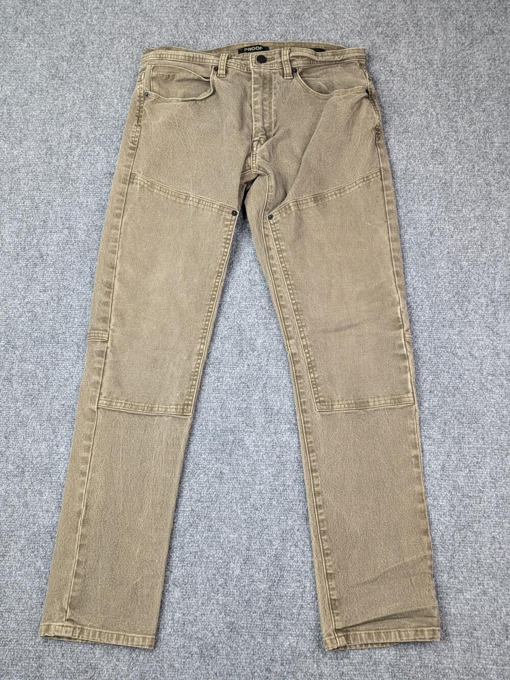Proof Jeans Men 30x30 Brownish Green Huckberry Double Knee Moto Slim Workwear